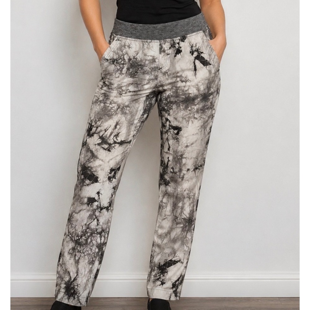 Cabi Tie Dye Joggers Pants Black White Gray Waistband 5075 Womens Medium